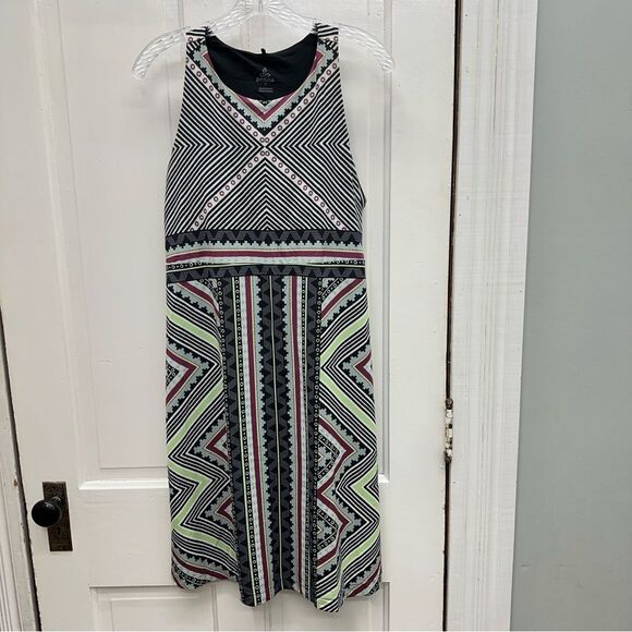 PrAna Black Geometric Sleeveless Dress women's large. - Picture 1 of 5